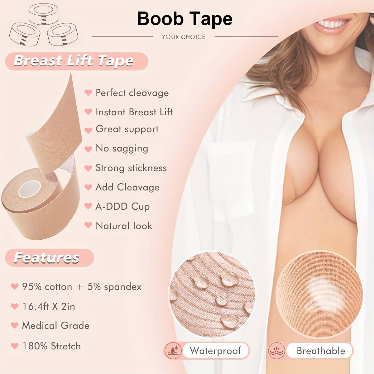 Invisible Breast Lifting Tape Adhesive Push Up Breast Support