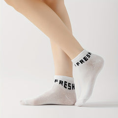 10 Pairs Letter Print Sports Short Socks Women's Stockings