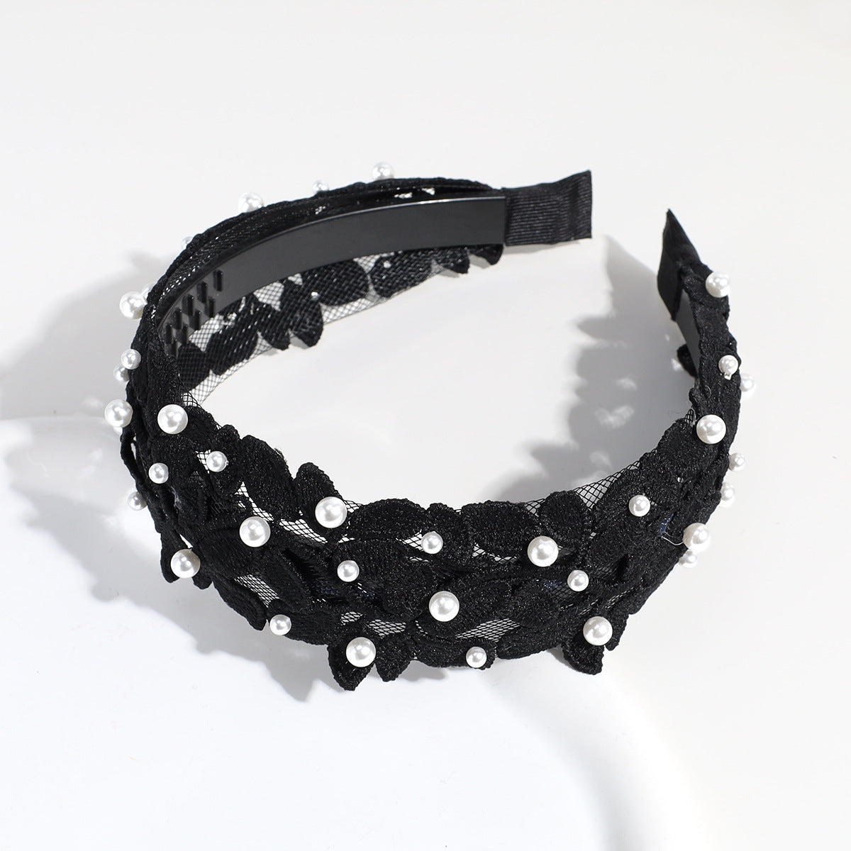 Vintage Lace Leaf Faux Pearl Hairband Solid Boho Headband