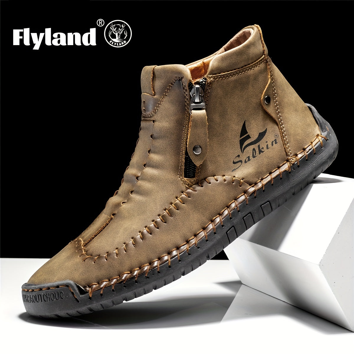 FLYLAND Men's Vintage Style Ankle Boots for Hiking Climbing