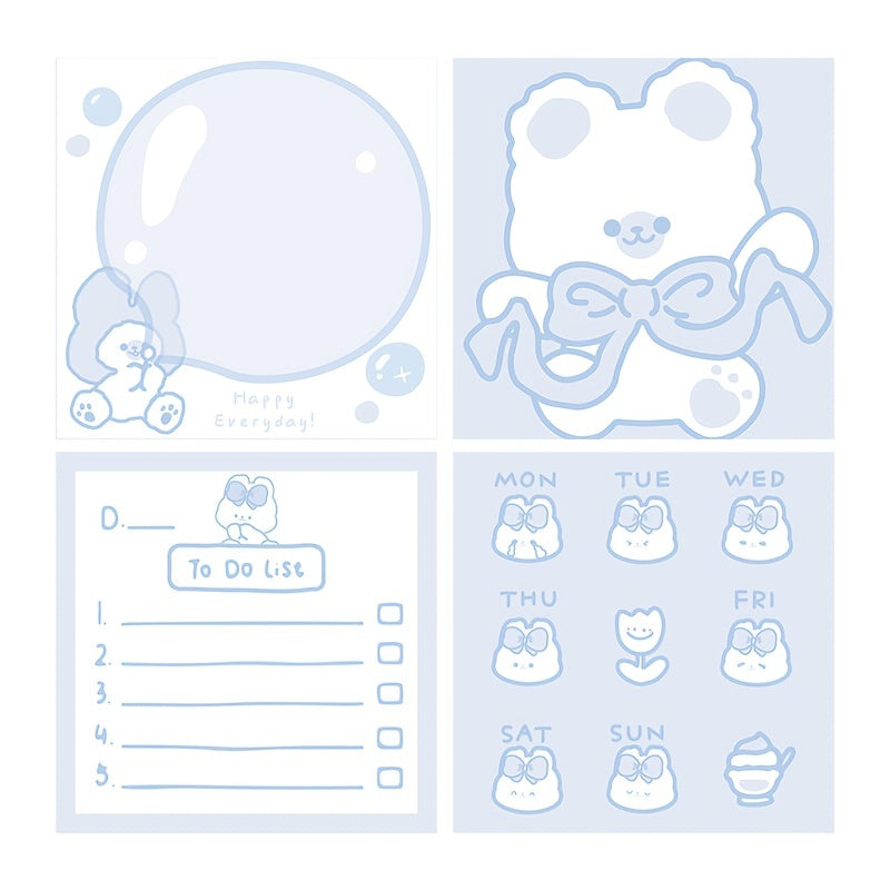 80sheets Cute Animal Sticky Notes Notepad Message Book Office Supplies