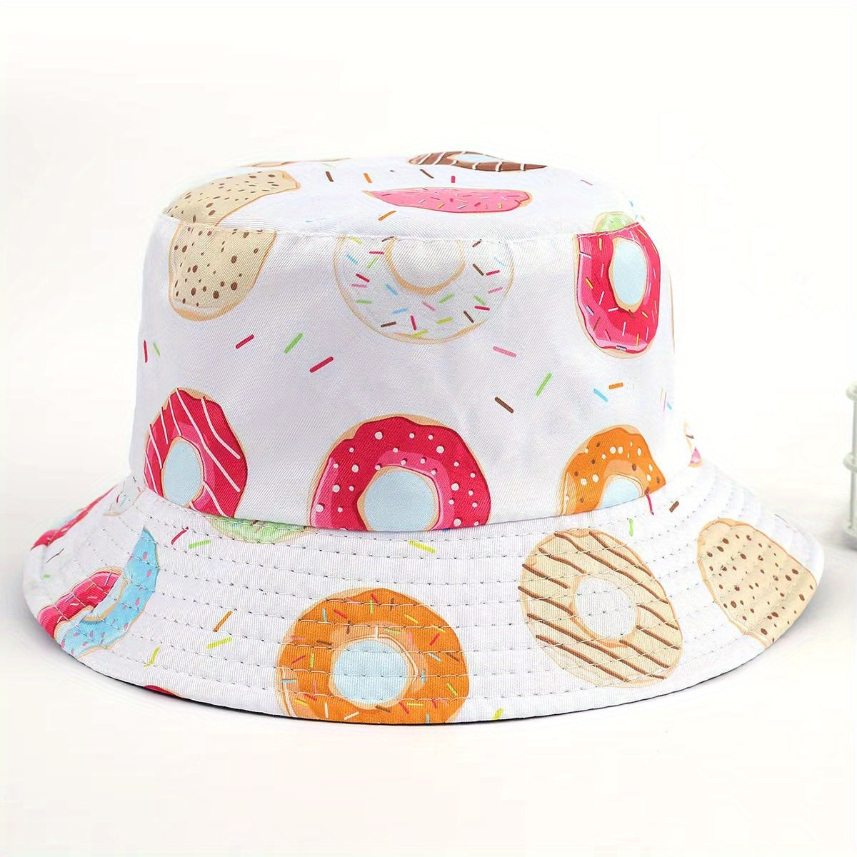 Donut Print Bucket Hat Lightweight Fisherman Cap For Women