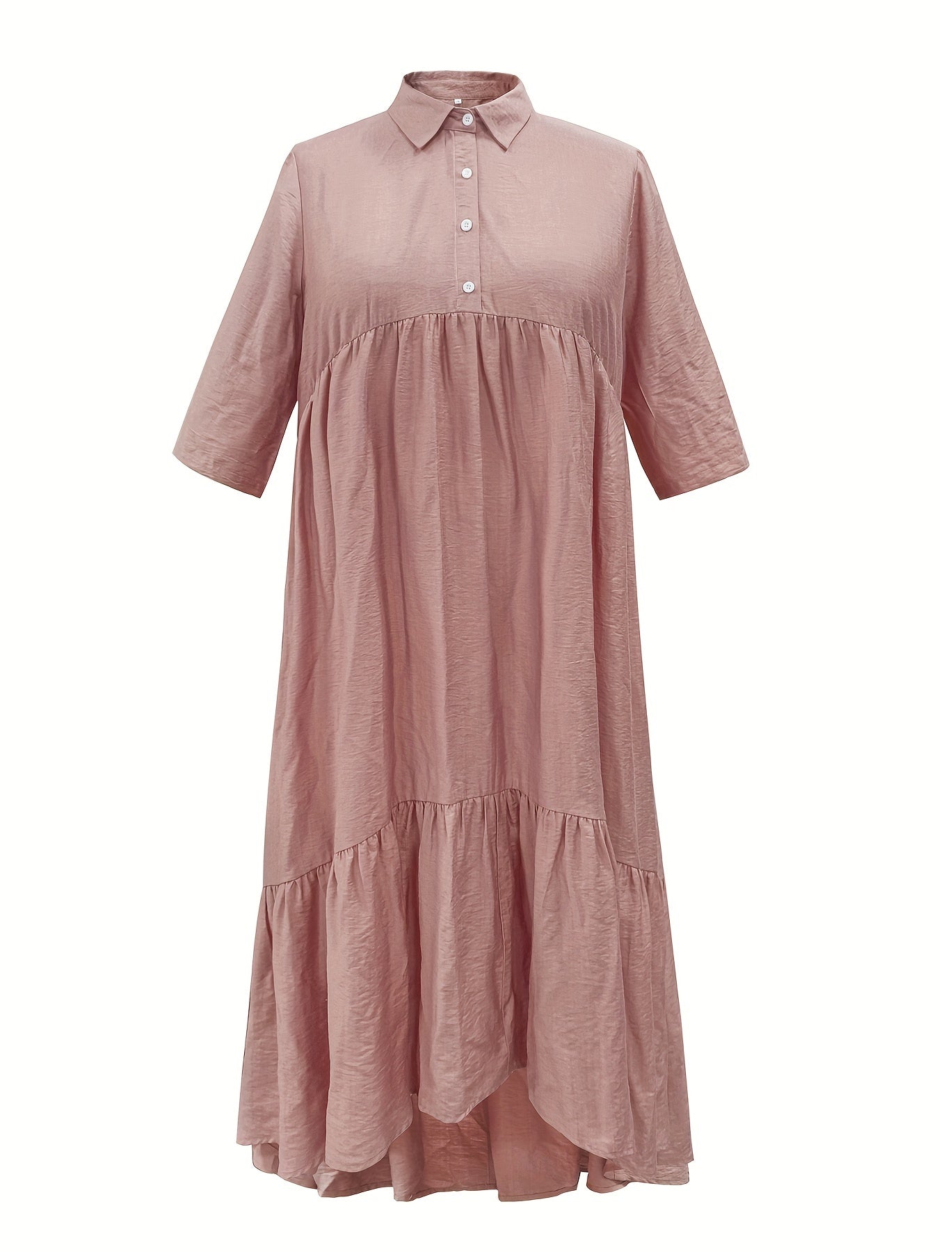  Casual Dress Women's Plus Solid Button Up Maxi Dress