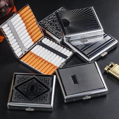 Men's 20 Pack Steel Cigarette Case, Stress Resistant, Silver Gray