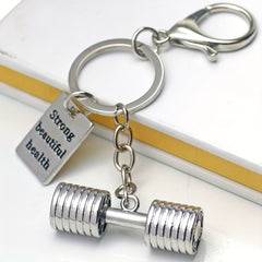 Fitness Dumbbell Keychain Metal Backpack Buckle Sports Key Chain for Men