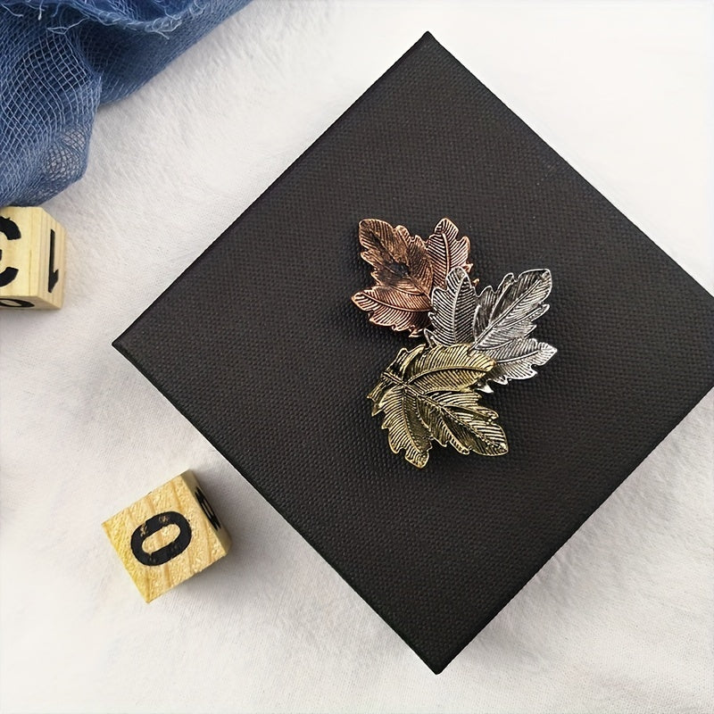 Vintage Maple Leaf Brooch Metal Charm Collar Lapel Pin