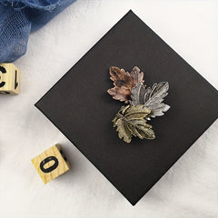 Vintage Maple Leaf Brooch Metal Charm Collar Lapel Pin