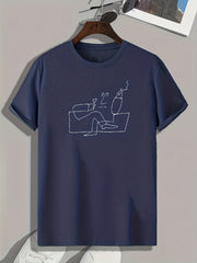 Smoking Pattern Print Men's Comfy Sports T shirt Graphic Tee