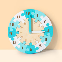 Wooden Jigsaw Puzzle Clock Time Learning Toy for Kids