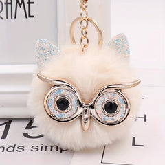 Glasses Owl Plush Keychain Bag Pendant Car Key Chain Accessories