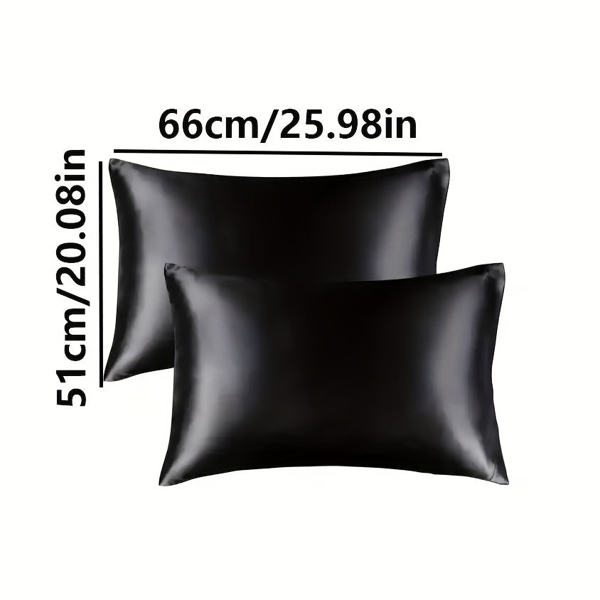 2pcs Ice Silk Face Pillowcase Solid Color Single Pillowcase RV Holiday Bedding