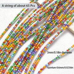 3mm Colored Natural Shell Beads Round Loose Beads DIY Jewelry 65p