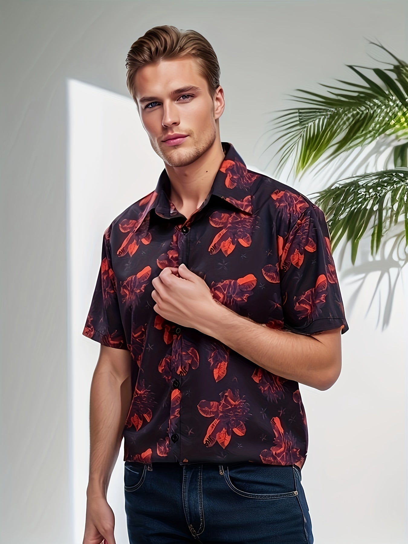 Men's Casual Hawaiian Shirt Short Sleeve Regular Fit Beach Vacation Top