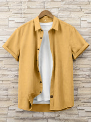 Men's Solid Short Sleeve Shirt for Autumn
