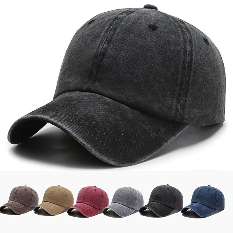 Retro Old Baseball Cap Curved Brim Peaked Hat Adjustable Solid Hat