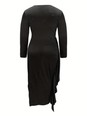 Plus Size Sexy Ruffle Bodycon Midi Dress