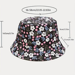 Floral Print Reversible Bucket Hat Lightweight Fisherman Cap
