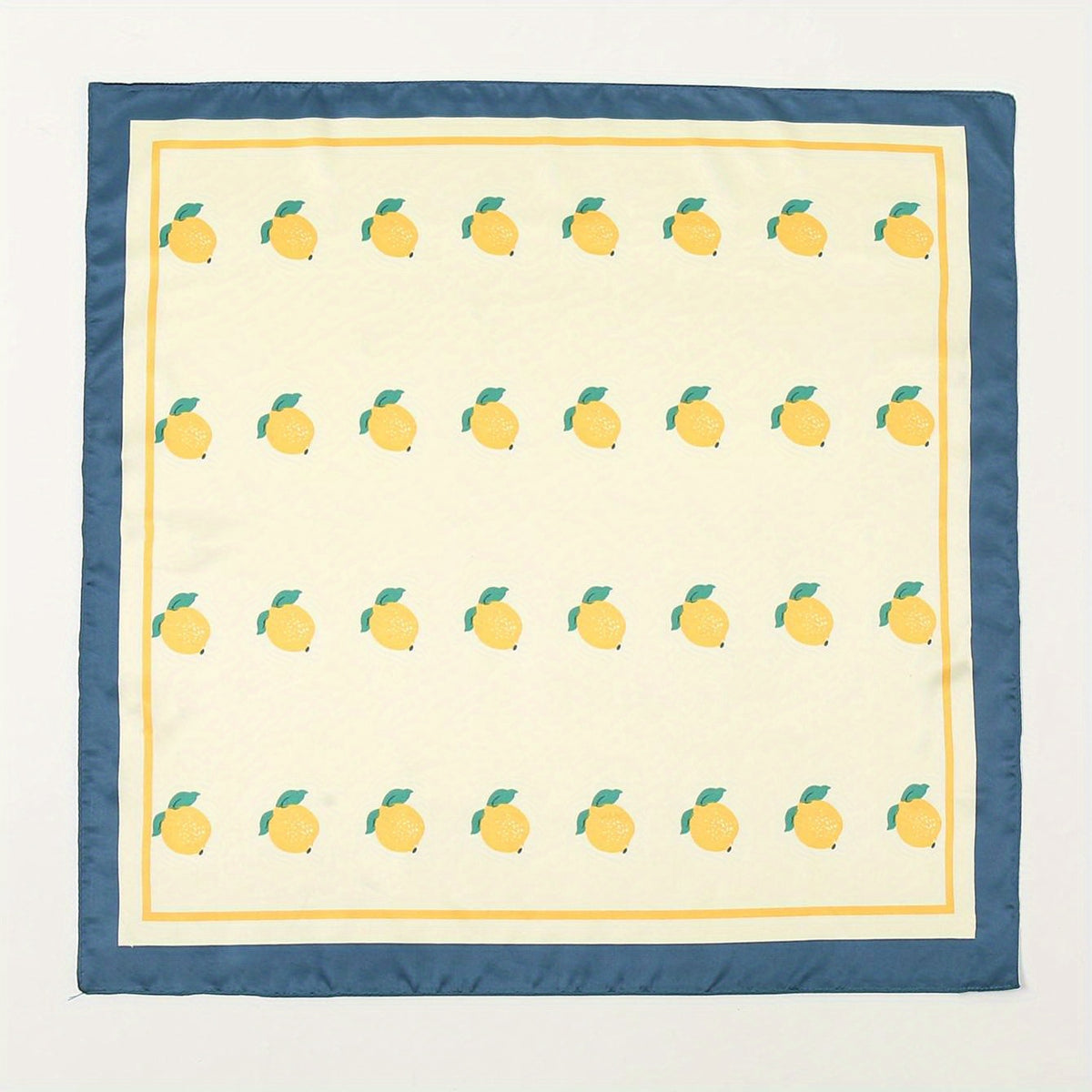 Lemon Print Bandana Square Scarf Silk Head Wrap Hair Accessories