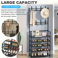 Layer Clothes Storage Rack With Shoe Storage Rack, Standing Clothes Metal Stand