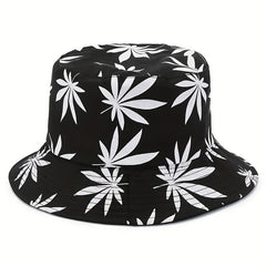 Leaf Print Bucket Hat Hip Hop Sunscreen Basin Hats Lightweight Fisherman Cap