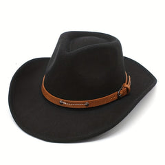 Casual Sunshade Straw Hat with Belt & Metal Buckle for Travel Seaside