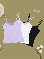 3pcs Lace V Neck Cami Top Lounge Tops