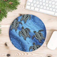 Round Non-Slip Gaming Mouse Pad for Women and Girls - Little Turtle Design