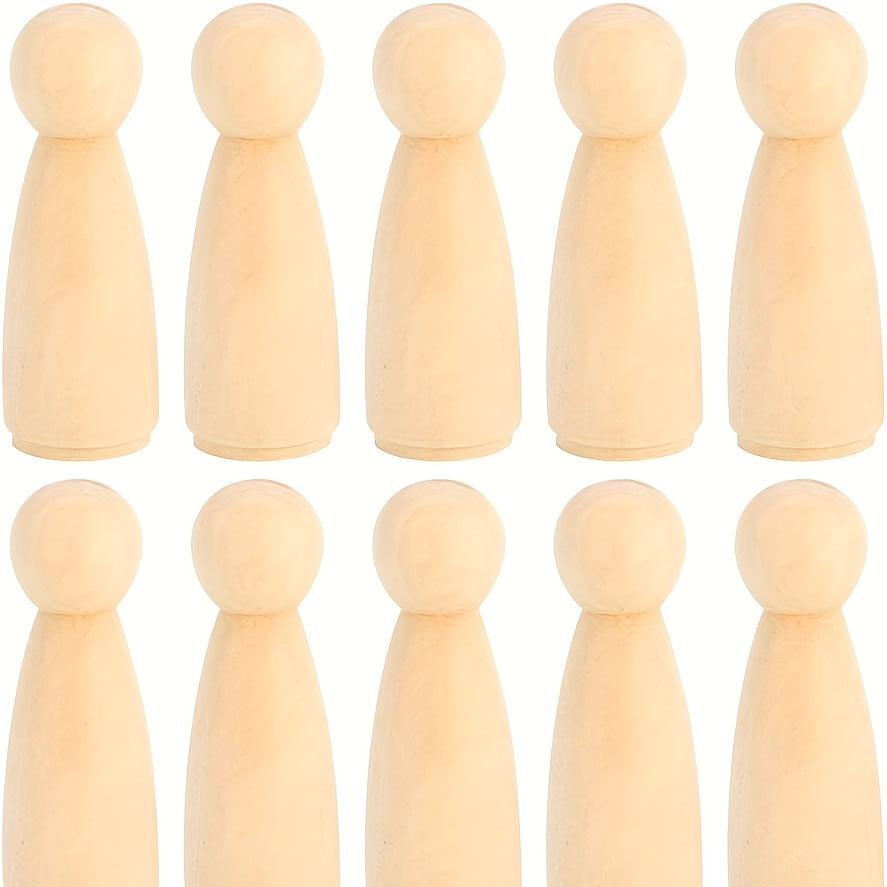 10pcs 65mm Wooden Peg Doll Bodies Unfinished People Shapes Angel Dolls DIY Craft