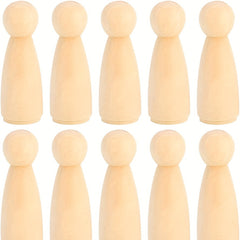 10pcs 65mm Wooden Peg Doll Bodies Unfinished People Shapes Angel Dolls DIY Craft