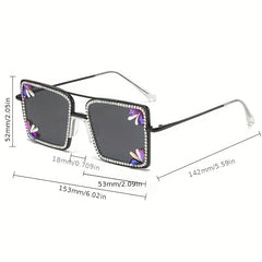 Metal Sunglasses Rhinestone Gradient Glasses UV400