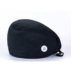 Solid Cotton Work Hat Adjustable Nurse Hat With Buttons