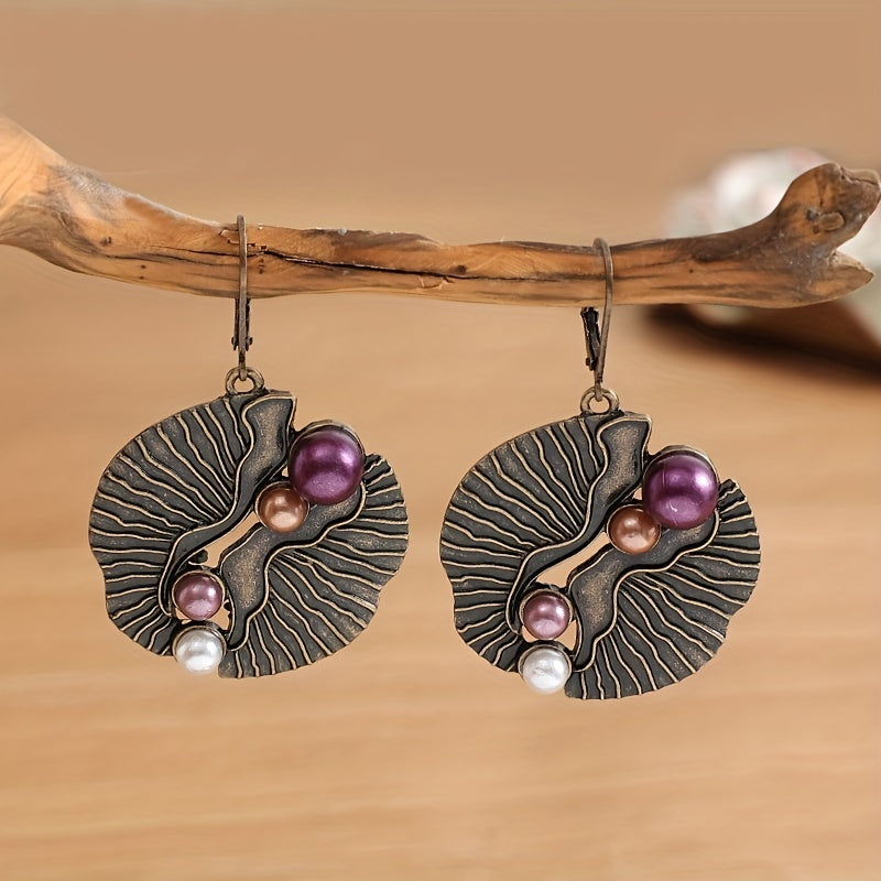 Exaggerated Shell Fan Earrings with Faux Pearls