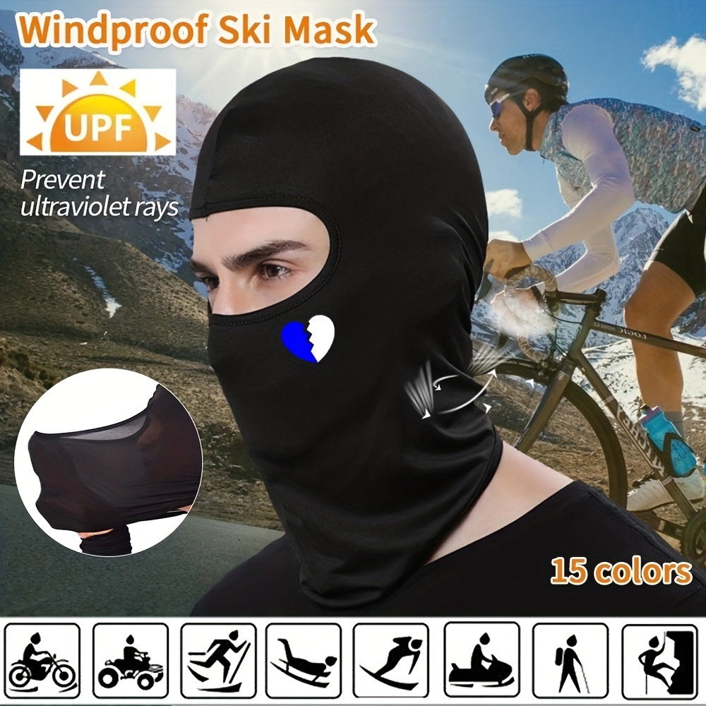 Heart Printed Mask Hood for Men and Women, Windproof Sun Hat
