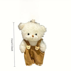 2pcs Plush Teddy Bear Suspenders Keychain Charms Mixed Colors for Backpacks