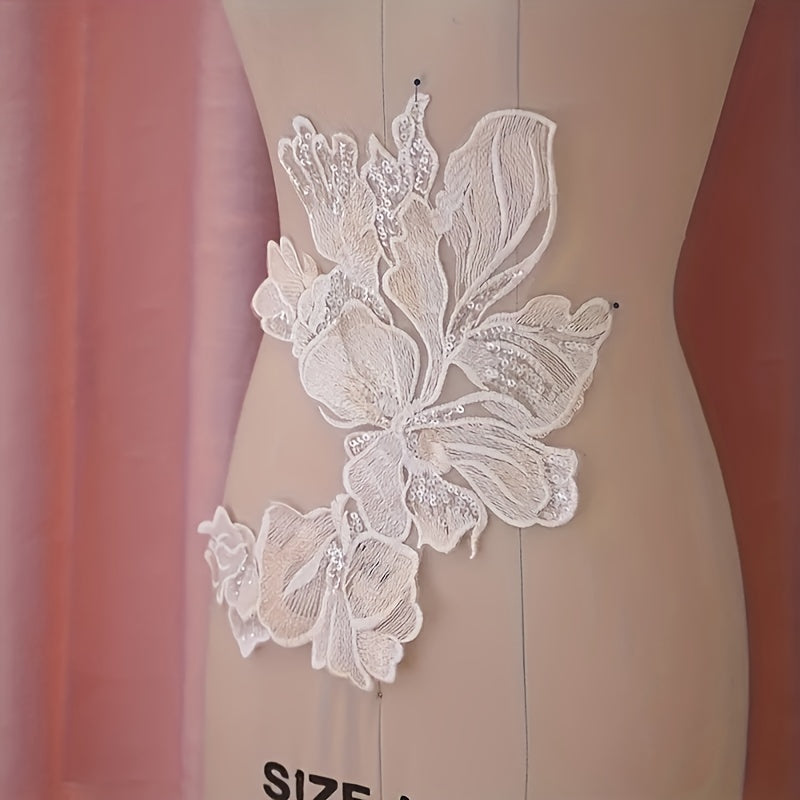 Champagne Wedding Dress Lace Embroidered Flower Patch Sticker