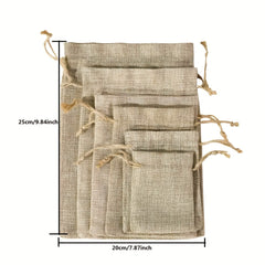 6pcs Burlap Vegetable Bags Drawstring Pouches