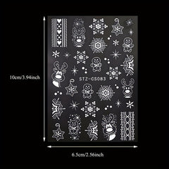 Christmas Nail Art Decals Winter Snowflake Reindeer Gingerbread Man Glitter