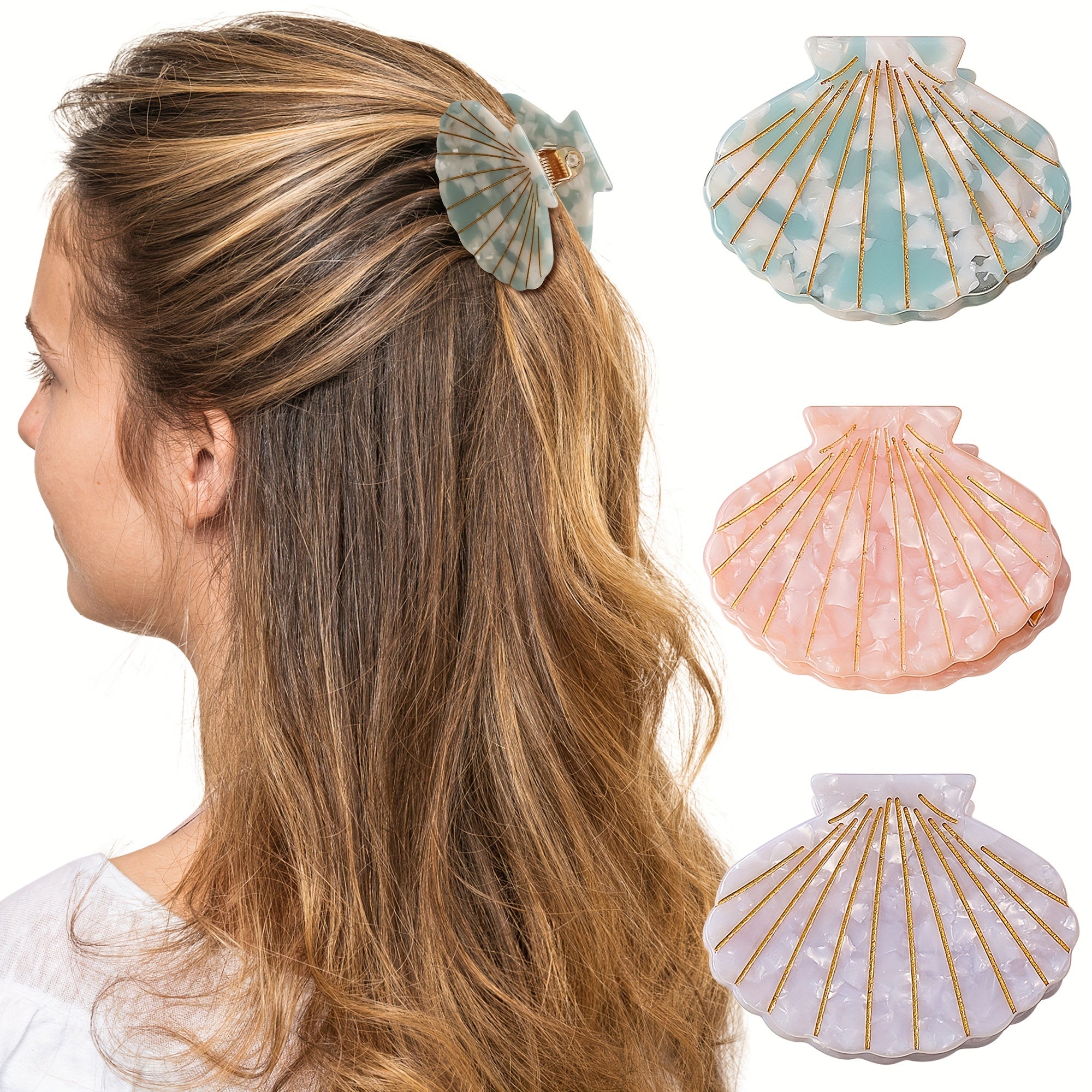 Ocean Series Hair Claw Shell Shape Ponytail Holder