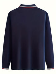 Horse Riding Print Men's Long Sleeve Polo Shirt