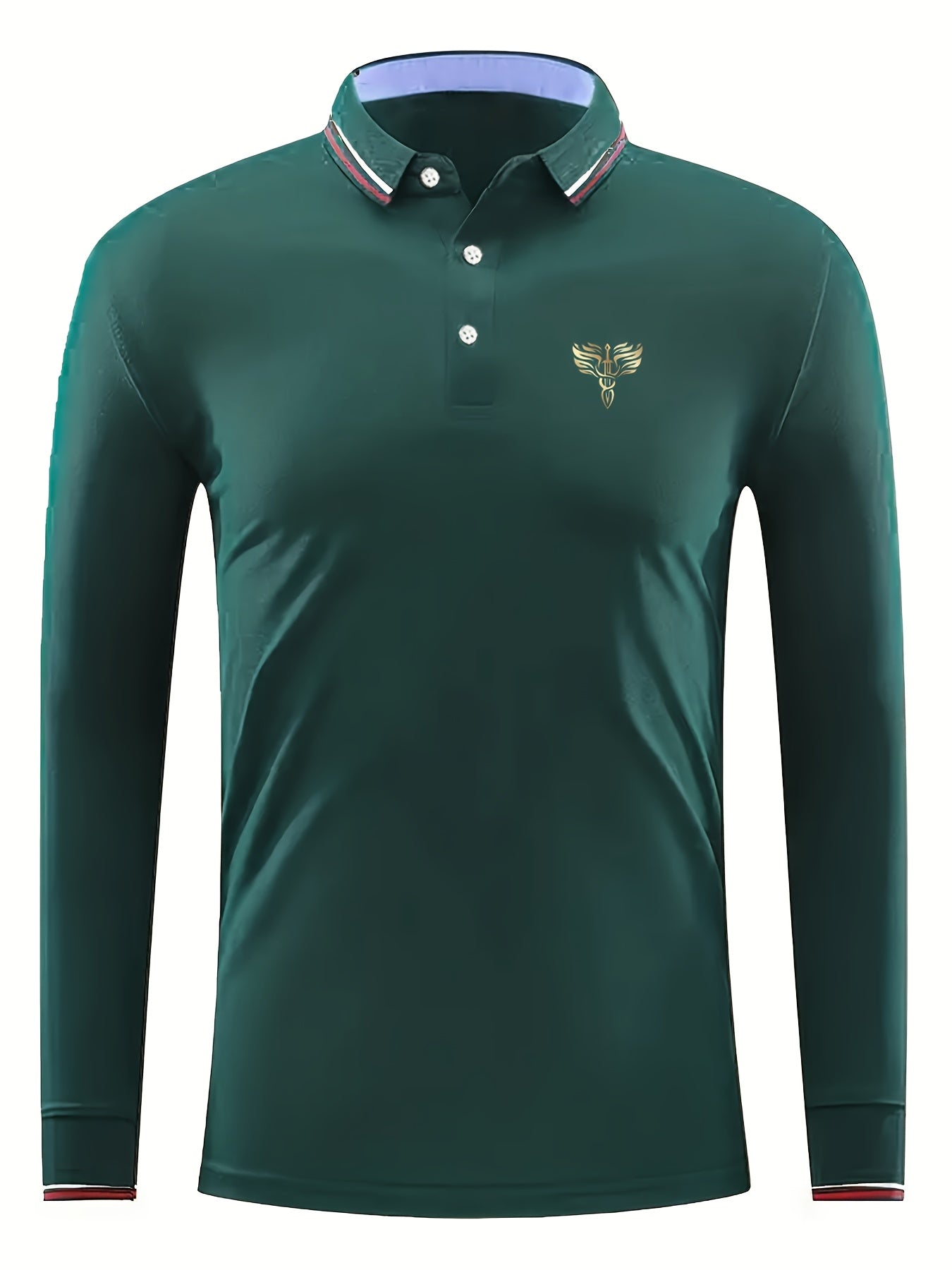 Men's Sword Wings Print Long Sleeve Golf Shirt