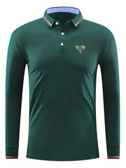 Men's Sword Wings Print Long Sleeve Golf Shirt