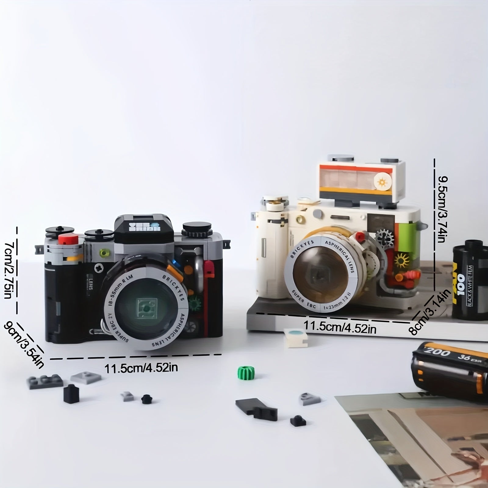 Vintage Camera Building Blocks & Retro Photography Set