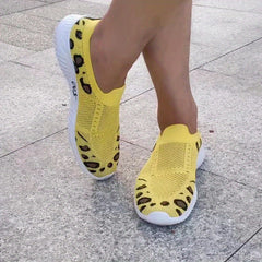 Leopard Print Sock Shoes Breathable Low Top Casual Walking Shoes