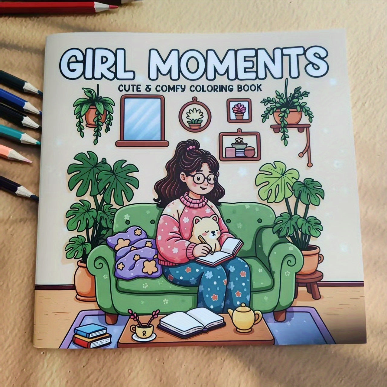 Girl Moments Coloring Book & Daily Relaxation Activity for Adults - Beige Paper