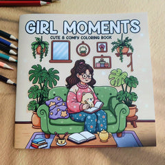 Girl Moments Coloring Book & Daily Relaxation Activity for Adults - Beige Paper
