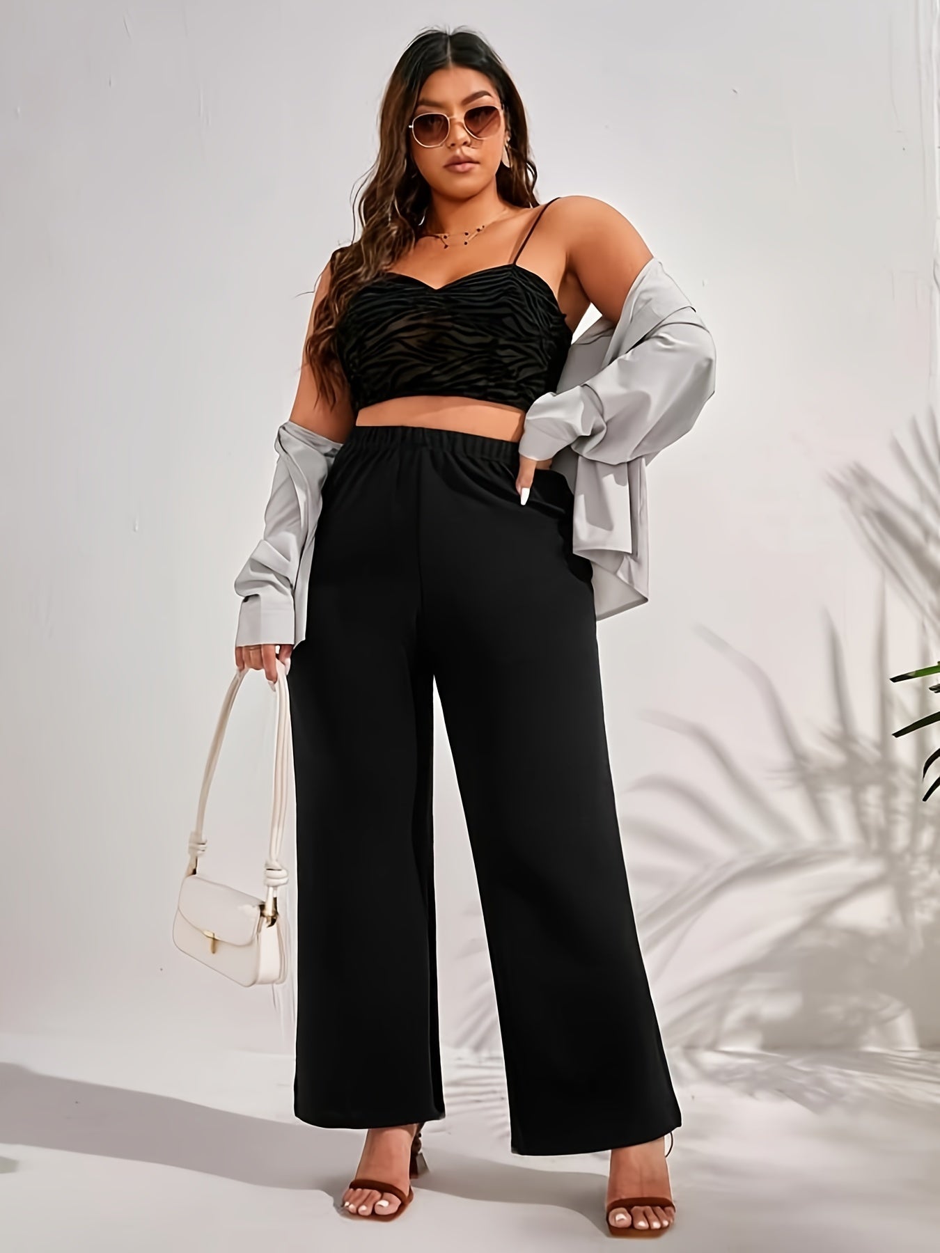  Straight Leg Pants Women's Plus Casual High Waist Pants
