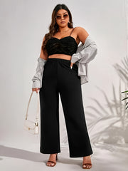 Straight Leg Pants Women's Plus Casual High Waist Pants