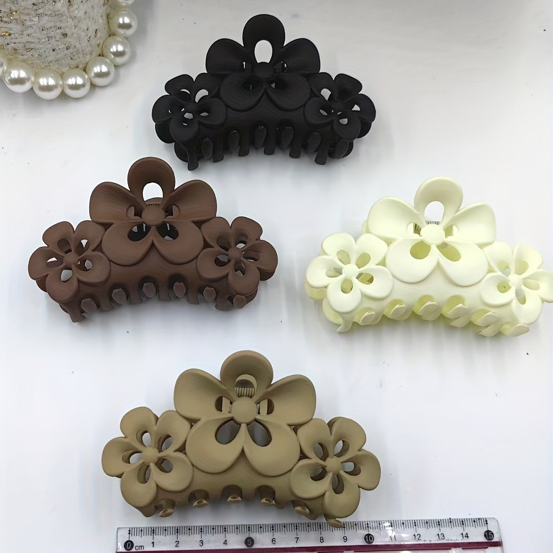 4pcs Matte Flower Hair Claw Style Female Headwear Hair Clips