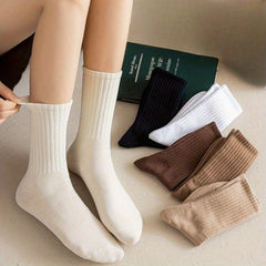 6 Pairs Solid Socks All-match Women's Stockings