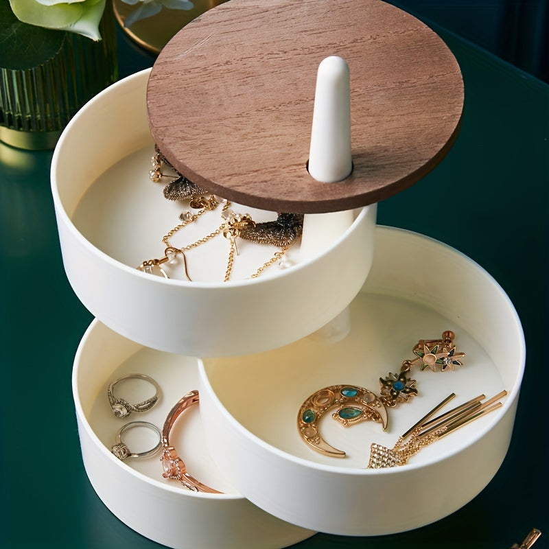 360 Degree Rotating Jewelry Storage Box for Earrings Rings and Small Items